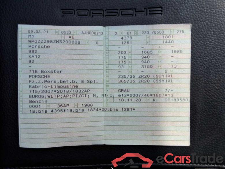 Porsche Boxster / 718 Boxster (Typ 982)(01.2016->), 2.0, Boxster OPF (EURO 6d-TEMP), 2019 - 2021 #5