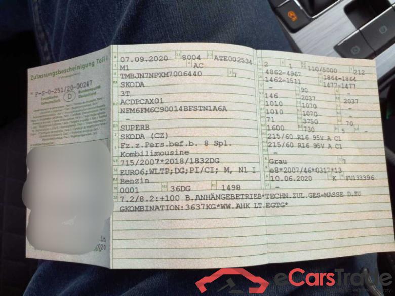Skoda Superb Combi (3V5)(06.2015->) DE - Kb5 1.5 TSI ACT EU6d-T, Ambition OPF (EURO 6d-TEMP), (Facelift) 2019 - 2020 #5