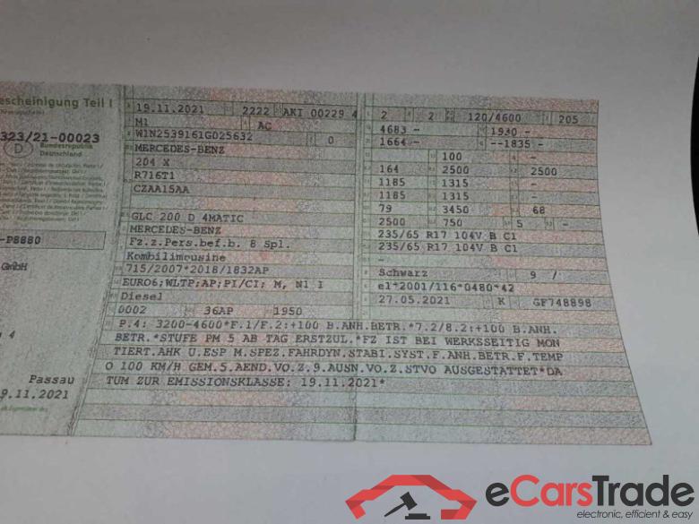 Mercedes-Benz GLC (BM 253)(06.2015->) DE - SUV5 GLC 200 d EU6d, d 4Matic (EURO 6d), (Facelift) 2019 - 2022 #6