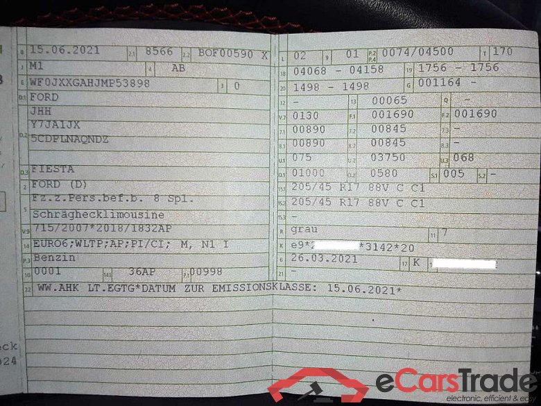 Ford Fiesta (CE1)(2017->) DE - LimS5 1.0 EcoBoost EU6d, ST-Line Start/Stopp (EURO 6d), 2021 - 2022 #3